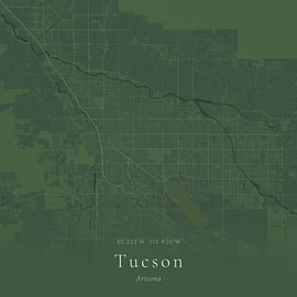 Historische Landkarte von Tucson, Vereinigte Staaten von Ortsdrucke