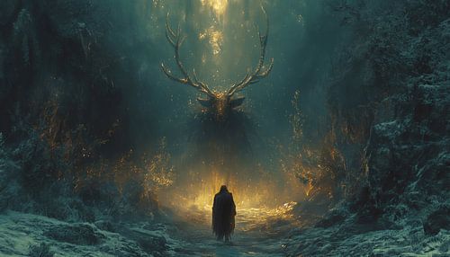 Ontmoeting met de gloeiende hertengeest in het bos