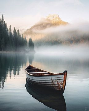 Eenzame boot op het meer van fernlichtsicht