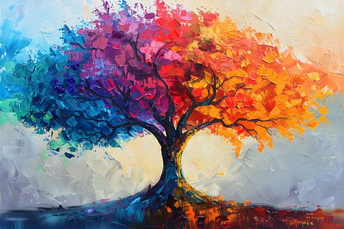 Lebensbaum Gemälde | Gemälde Baum | Buntes Gemälde von AiArtLand