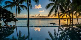 Zonsondergang voor de kust van Mauritius