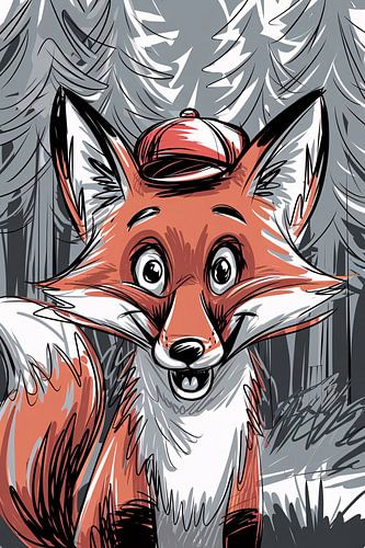 Speelse vos in het bos