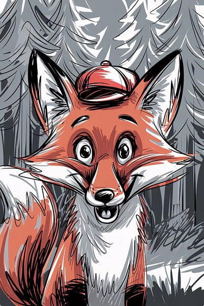 Playful fox in the forest by Art & Soul Creations