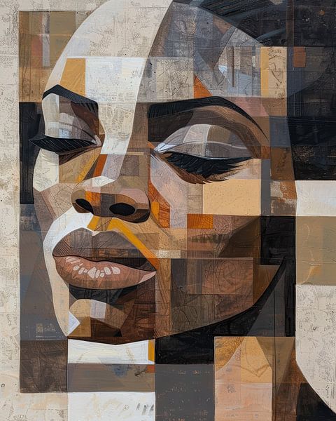 Abstract Portret in Aardse Tinten van Digatelier