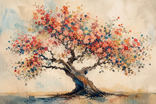 Un arbre à fleurs coloré, plein de vie et de chaleur