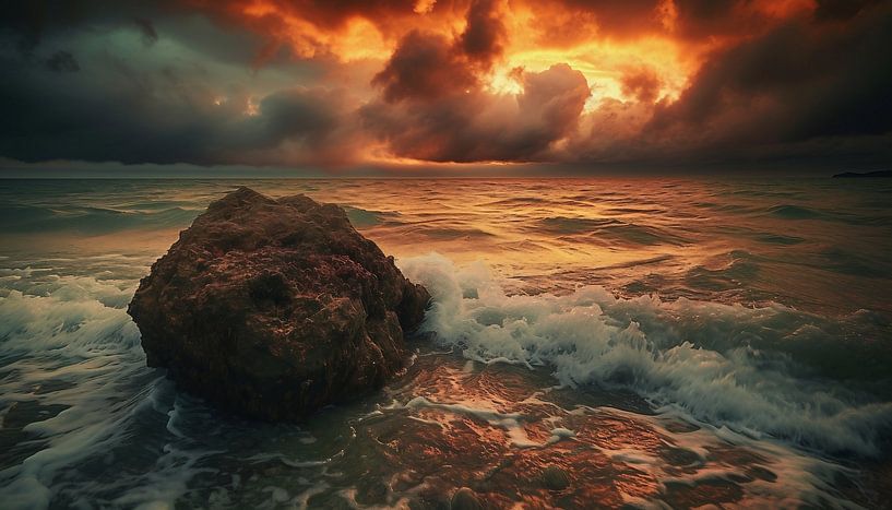 Stormachtig waterlandschap van fernlichtsicht