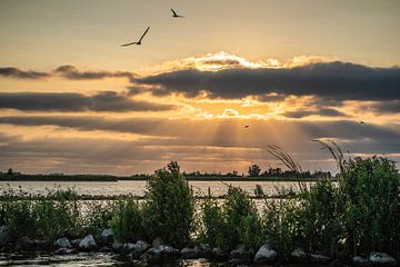 De zonsondergang op de Friese meren van Tina Linssen