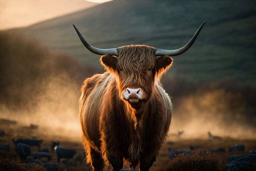 Portrait of a Scottish Highland Cattle.