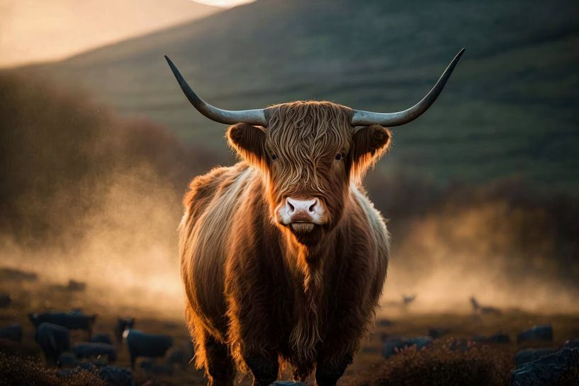 Portrait of a Scottish Highland Cattle. by AVC Art Studio