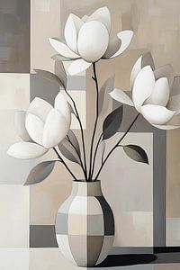 Minimalistisches Blumenstillleben in geometrischen Formen