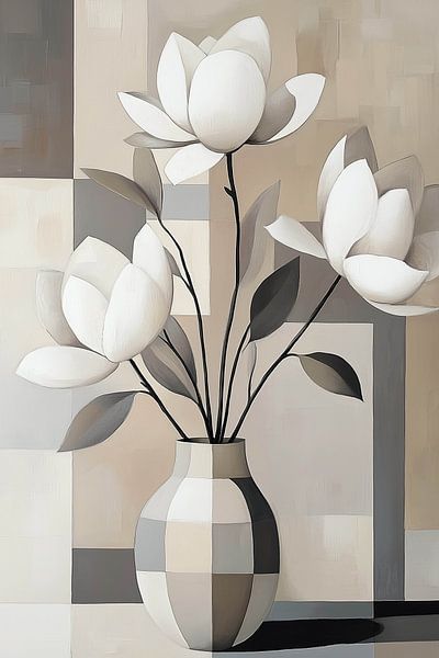 Minimalist floral still life in geometric shapes by Color Square