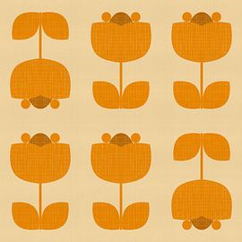 Skandinavisches Muster aus der Mitte des Jahrhunderts in Ocker, Gelb und Braun von Dina Dankers