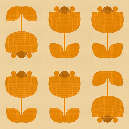 Motif scandinave du milieu du siècle en ocre, jaune et brun