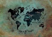 wereldkaart groen zwart #kaart van JBJart Justyna Jaszke thumbnail