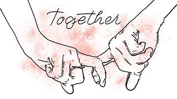 Together couple holding hands drawing with paint splashes by Bild.Konserve