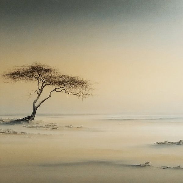 The Lonely Acacia in the Infinite Mist | Where Time Itself Has Gone Silent by Karina Brouwer