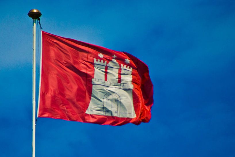 Flag, city coat of arms, Hamburg by Norbert Sülzner