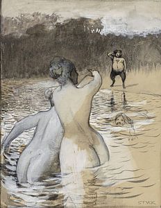 Franz von Stuck - Faun und badende Nixen