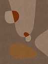 Moderne abstracte retro organische vormen kunst in aardetinten, beige, bruin, geel, oranje van Dina Dankers thumbnail