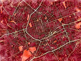 Carte de Krefeld avec le style 'Amber Autumn' sur Maporia