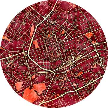 Kaart van Krefeld in de stijl 'Amber Autumn' van Maporia