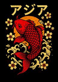 Crimson Koi of Resilience by Pus Meong Art