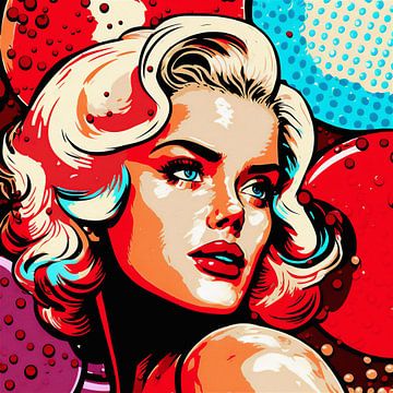 Looking for love - pop art of a blonde woman by Roger VDB