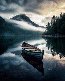 Lonely boat on the lake
