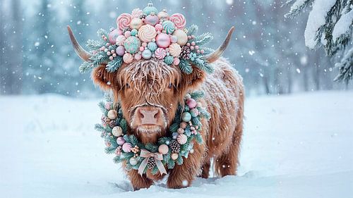 Schotse Hooglander viert kerst...