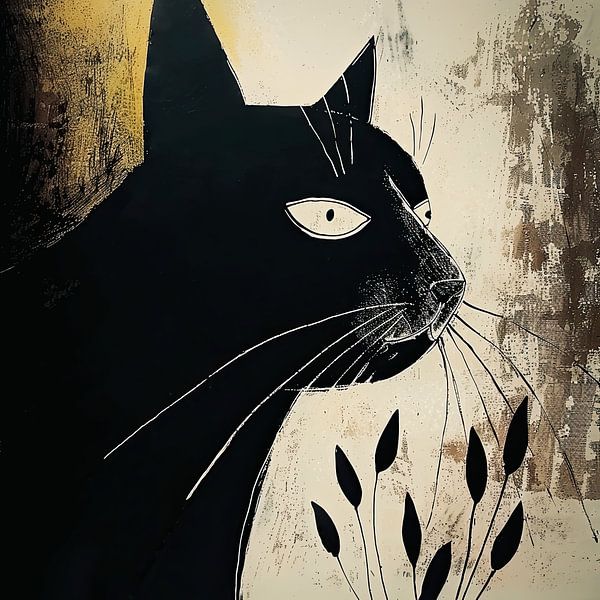 Moderne kattenkunst voor luxe interieurdecoratie van Vlindertuin-Art