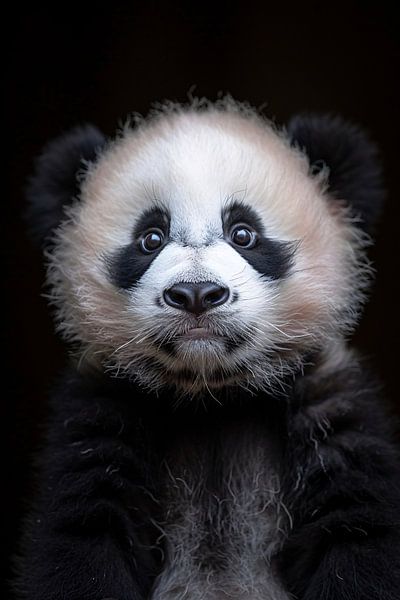 Porträt eines jungen Pandas in Schwarz und Weiß von Art & Soul Creations
