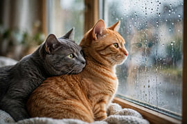 Two cute cats by the window by Matthias Hauser