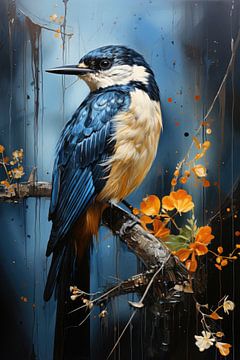 Blauwe Vogel in Surrealistische Kunst van Digitale Schilderijen
