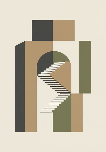 Architectural Staircase Abstract in Earth Tones