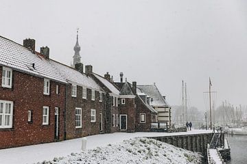 Haventje Veere in de sneeuw van Percy's fotografie