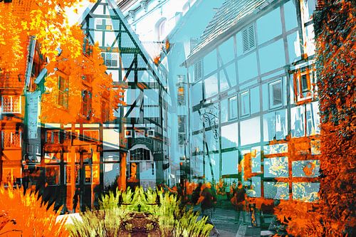 Cityscape of Lippstadt with its half-timbered houses by Helga Blanke