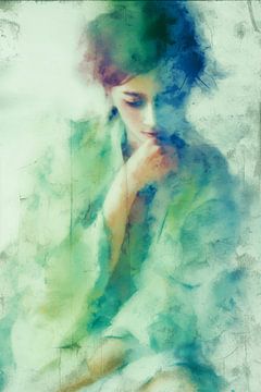 Aquarel Portret, Transparantie no.5 van Studio BB