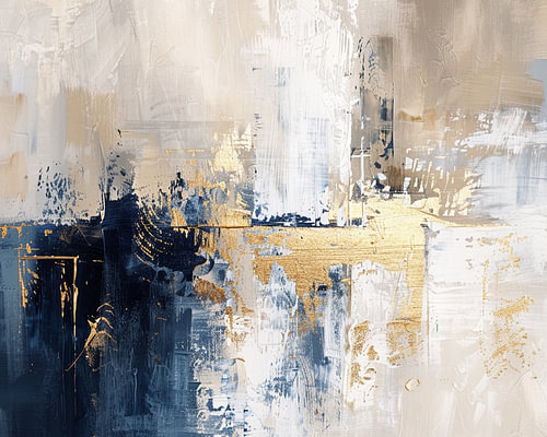 Silent Luxury – Moderne abstracte textuur in indigo en goud