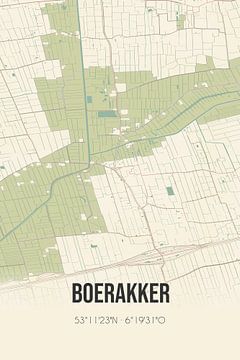 Vintage landkaart van Boerakker (Groningen) van Rezona