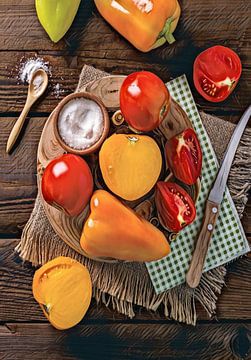 Tomaten en paprika van Conte Monfrey