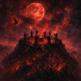 Hexenzirkel am blutroten Vollmond von Mahalola