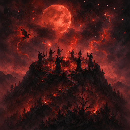 Hexenzirkel am blutroten Vollmond