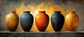 Gold Background Vases Still Life by Art Whims