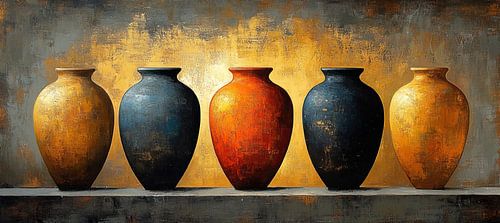 Gold Background Vases Still Life