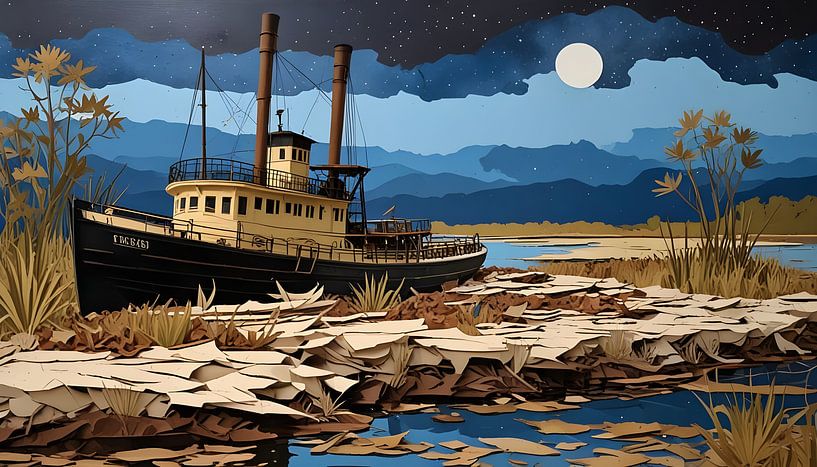 Mississippi stoomboot bij nacht van Nick Wendt