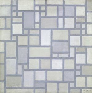 Composition en couleurs vives avec des lignes grises, Piet Mondrian
