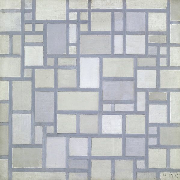 Composition in bright colors with gray lines, Piet Mondrian by Masterful Masters