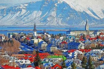 Winter in Reykjavik, IJsland van Frans Blok