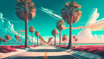 Palmen mit Straße zum Strand von Mustafa Kurnaz