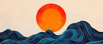Sunrise over stylish waves by Poster Art Shop